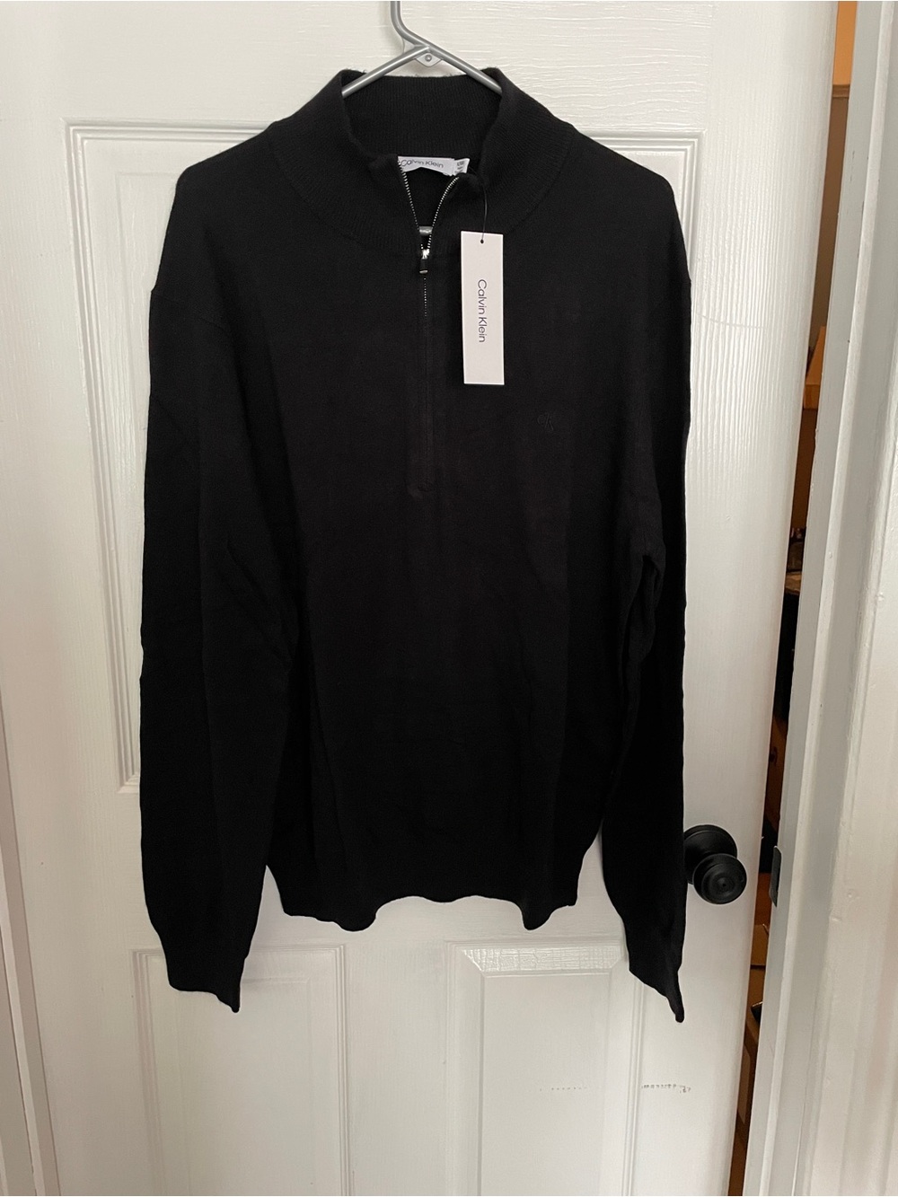 Calvin Klein Men’s Black Quarter-Zip Knit Sweater